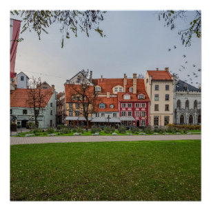 Póster Velha cidade de Riga no outono