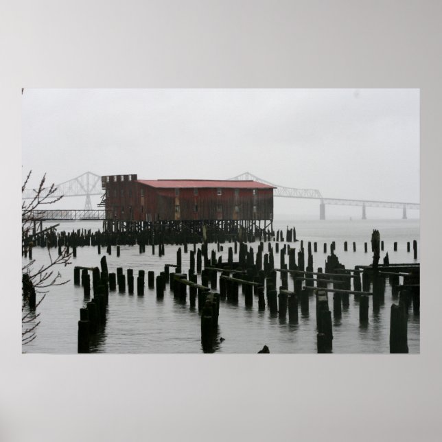 Póster velha fábrica Astoia Oregon (Frente)