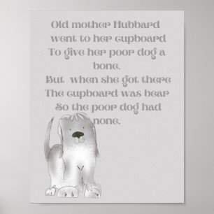 Poster Velha Mãe Hubbard desenho animado fofo em tons de 