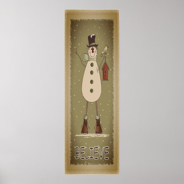 Poster Velha Moda Acredite em Snowman (Frente)