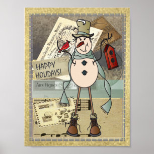 Póster Velha Moda Estilo de Vintage Azul Neve