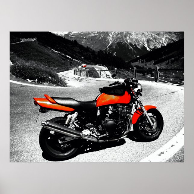Poster velha moto laranja (Frente)