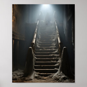 Poster Velho Abandonado Casa Louca Fantasmas Nas Escadas
