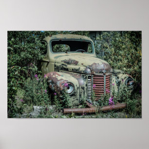 Poster Velho Carro Sucata Enferrujado