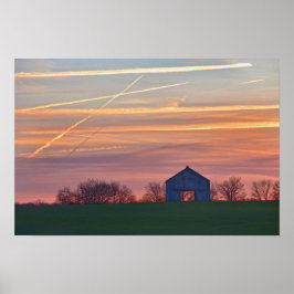Poster Velho celeiro de Kentucky ao nascer do sol