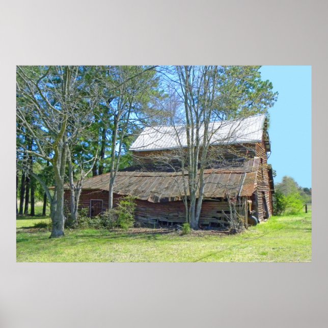 Poster Velho Celeiro e Trator (Frente)