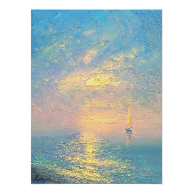 Póster Velho de Vela ao Pôr do Sol (Frente)