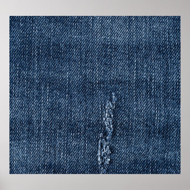 Poster Velho denim rasgado: textura jeans. (Frente)