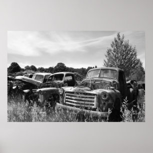 Poster velho do cemitério de automóveis dos