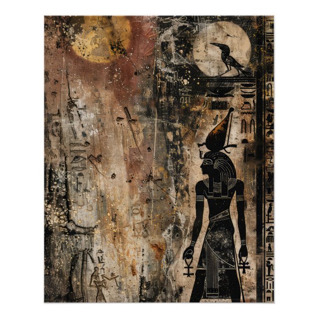 Póster Velho Egito Faraó Bênção de Deus Lua (Frente)