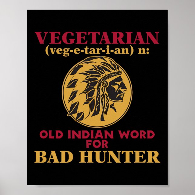Poster Velho Índio Vegetariano Para Byd Hunter (Frente)