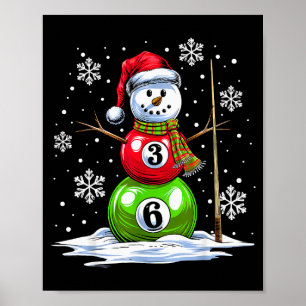 Poster Velho jogador de sinuca de neve engraçado de Natal