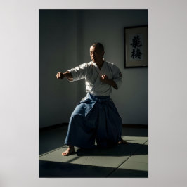 Poster Velho Mestre de Karatê Executando Kata