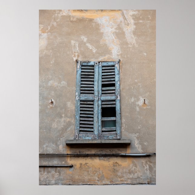 Poster Velho muro de madeira arruinado da antiga casa ant (Frente)