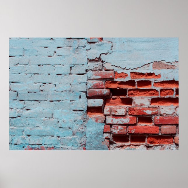 Poster Velho muro de tijolos resfriados com defeitos natu (Frente)