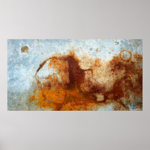 Poster Velho prato de aço enferrujado, textura antiga em