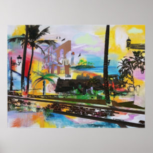 Poster Velho San Juan, Porto Rico - colagem de arte