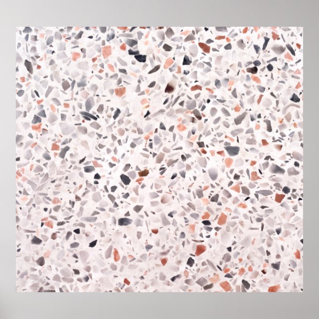 Poster Velho terrazzo textura, padrão de hamper. (Frente)