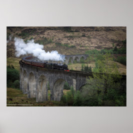 Poster Velho trem a vapor no viaduto de Glenfinnan