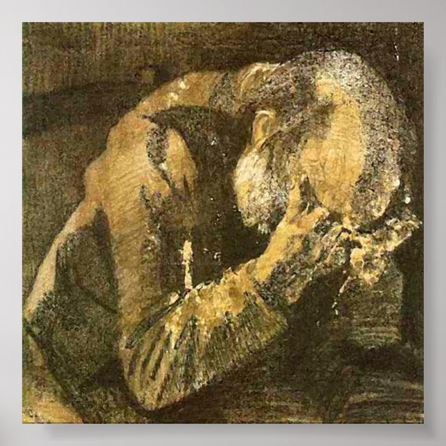 Poster Velho Van Gogh com Cabeça em Mãos (F998) (Frente)