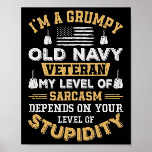 Poster Velho Veterano Mal-Humorado Patriótico Engraçado V