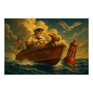 Póster Velhos Cães do Mar: um marinheiro e seu cão fiel