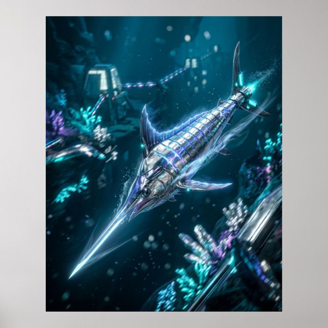 Poster Velocidade da Corrente do Peixe-Espada Neon (Frente)
