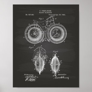 Póster Velocipede Marinho 1895 Quadro de Arte Patente