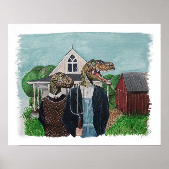 Poster Velociraptor American Gothic (Frente)