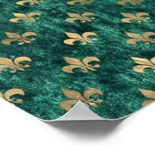 Poster Veludo Verde Grunge Fleur De Lis Mardi Gras (Borda)
