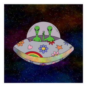 Póster Vêm no UFO da paz