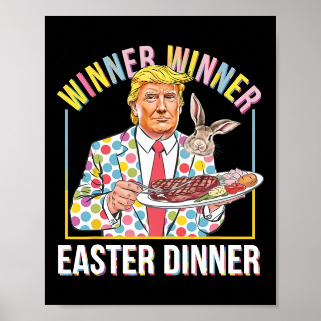 Poster Vencedor da Páscoa Janta Presidente Trump Happy (Frente)