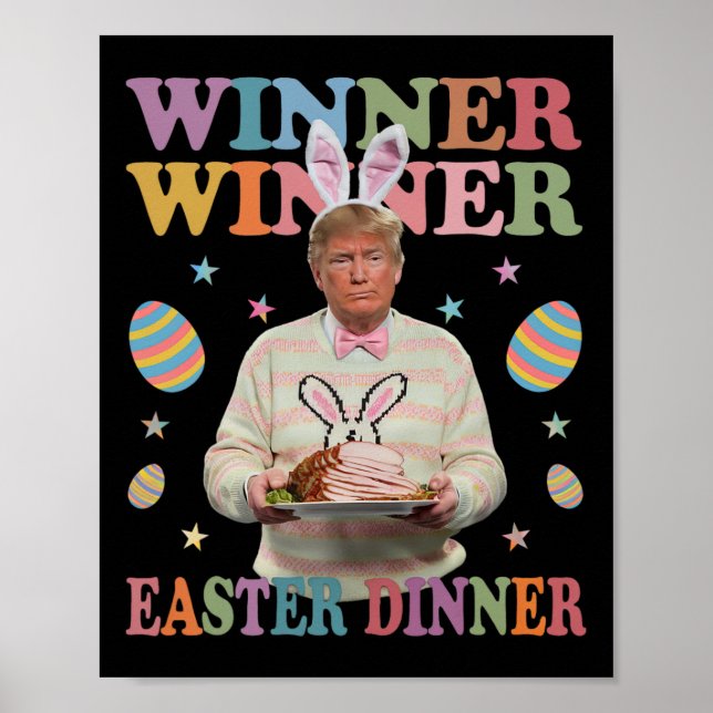Poster Vencedor da Páscoa Janta Presidente Trump Happy (Frente)