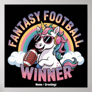Poster Vencedor de Futebol Fantástico Unicórnio Engraçado