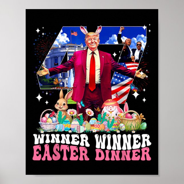 Poster Vencedor Jantar de Páscoa Trump Coelho Caça Ovos F (Frente)