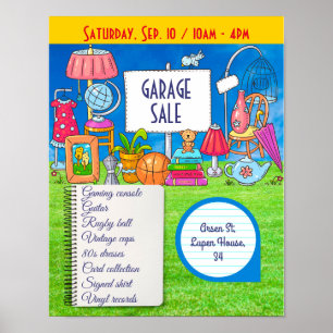 Poster Venda de garagem personalizável, venda de garagem