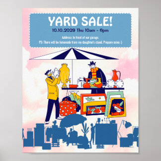 Poster Venda de garagem, venda de garagem e venda de jard