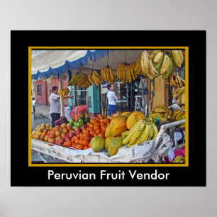 Póster Vendedor da fruta do passeio em Peru