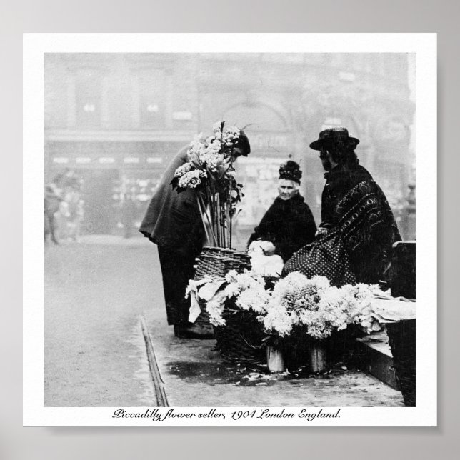 Póster Vendedor de flores de Piccadilly London, 1904 Ingl (Frente)