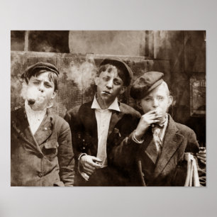Póster Vendedor de jornais que fumam - foto 1910 dos