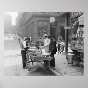Póster Vendedor em pouca Italia, 1906 dos moluscos. Foto