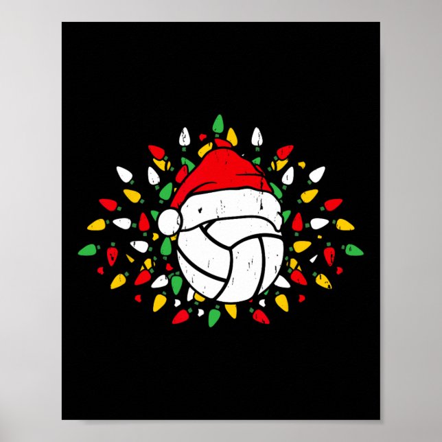 Poster Vendedores de Voleibol Santa Hat no Natal Presente (Frente)