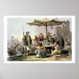 Póster Vendedores do arroz na estação militar de