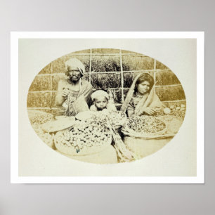 Poster Vendedores Hindu vegetais e da fruta em Madras,