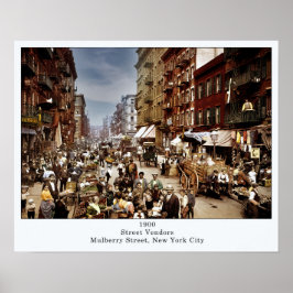 Poster Vendores da rua na Rua de Mulberry. Nova Iorque de