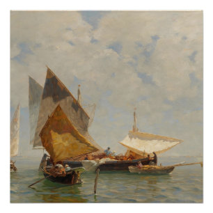 Póster Veneza, barco de pesca na lagoa (1889)
