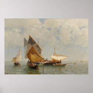 Poster Veneza, barco de pesca na lagoa (1889)