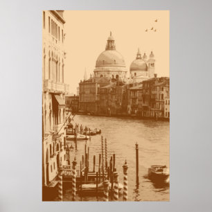 Poster Veneza e Grande Canal em Taupe