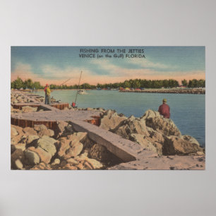 Poster Veneza, Florida - cena da pesca nos molhes
