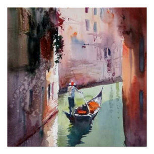 Póster Veneza, gondolier, gondola, Canvas de estilo venez